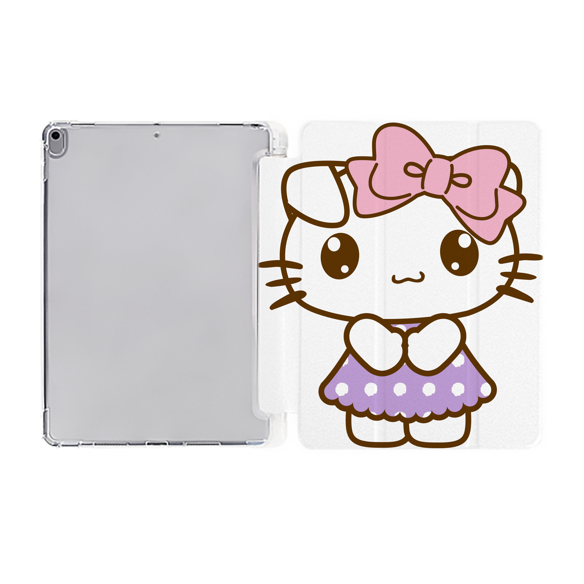 （画像用） Hello Kitty ハローキティ IPad ケース ペン収納付き 三つ折りスタンド PUレザー×シリコン 対応機種9.5/10.5/10.9インチ